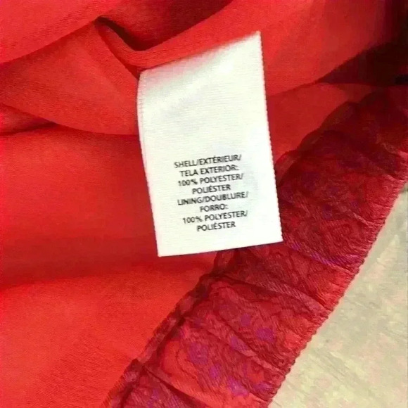 Ann Taylor Red Orange Pink Silky Straight Skirt Moroccan Print size 2 - Picture 5 of 10